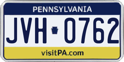 PA license plate JVH0762