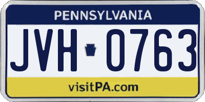 PA license plate JVH0763