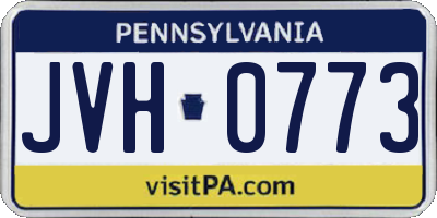 PA license plate JVH0773