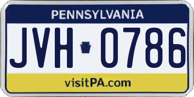 PA license plate JVH0786