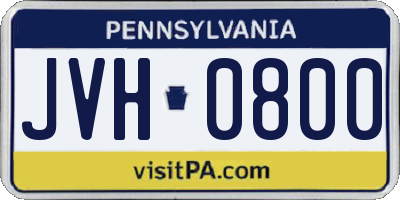 PA license plate JVH0800