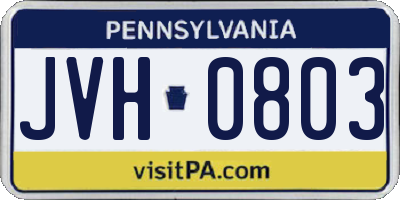 PA license plate JVH0803