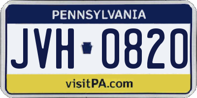PA license plate JVH0820