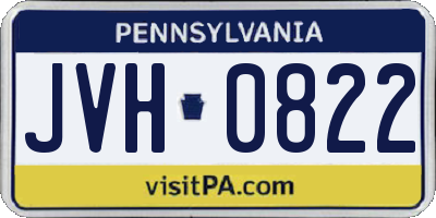 PA license plate JVH0822