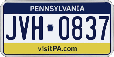 PA license plate JVH0837