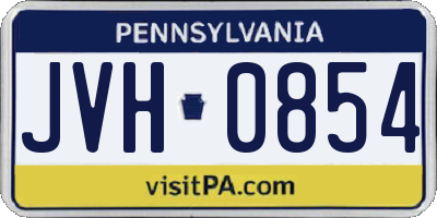 PA license plate JVH0854