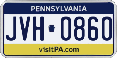 PA license plate JVH0860