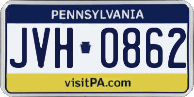 PA license plate JVH0862
