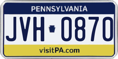 PA license plate JVH0870