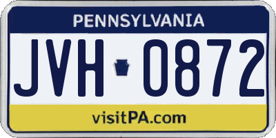 PA license plate JVH0872