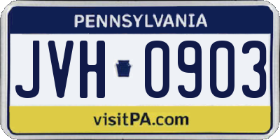 PA license plate JVH0903