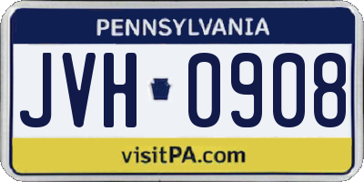 PA license plate JVH0908