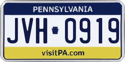 PA license plate JVH0919