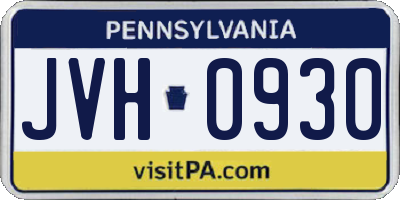 PA license plate JVH0930