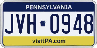 PA license plate JVH0948
