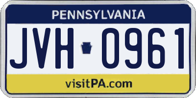 PA license plate JVH0961