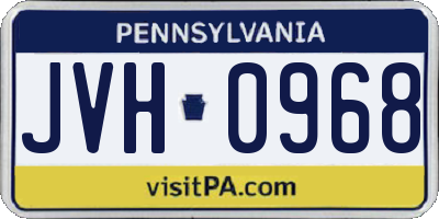 PA license plate JVH0968