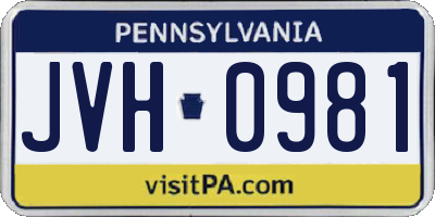 PA license plate JVH0981