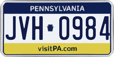 PA license plate JVH0984