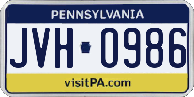 PA license plate JVH0986