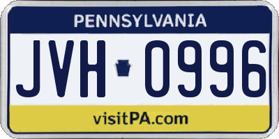 PA license plate JVH0996