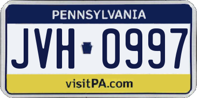 PA license plate JVH0997