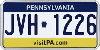 PA license plate JVH1226