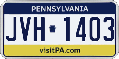 PA license plate JVH1403