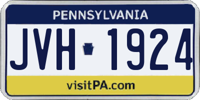 PA license plate JVH1924
