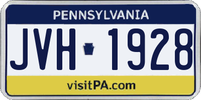 PA license plate JVH1928