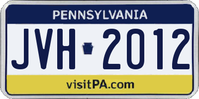 PA license plate JVH2012