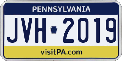 PA license plate JVH2019
