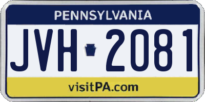 PA license plate JVH2081