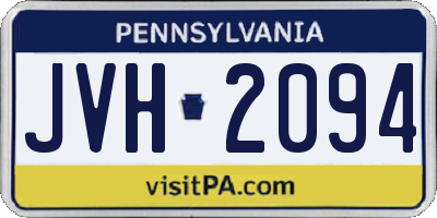 PA license plate JVH2094