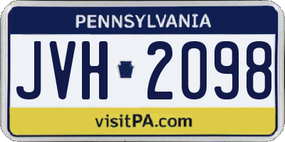 PA license plate JVH2098