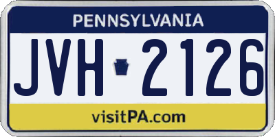 PA license plate JVH2126