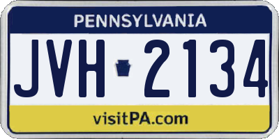 PA license plate JVH2134