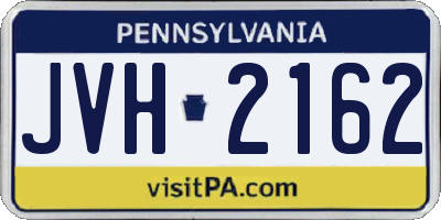 PA license plate JVH2162