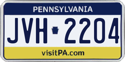 PA license plate JVH2204