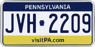 PA license plate JVH2209