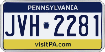 PA license plate JVH2281