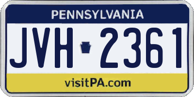 PA license plate JVH2361