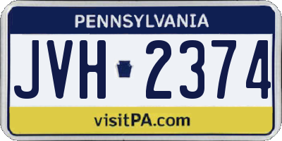 PA license plate JVH2374