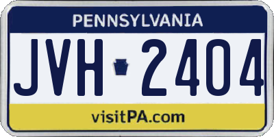 PA license plate JVH2404
