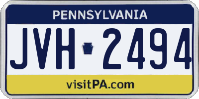 PA license plate JVH2494