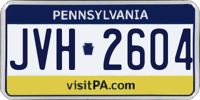 PA license plate JVH2604