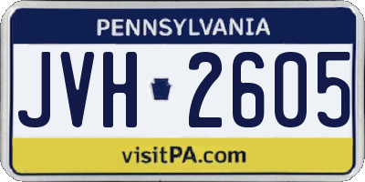 PA license plate JVH2605