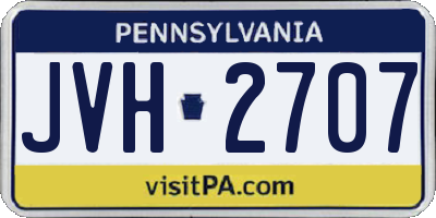 PA license plate JVH2707
