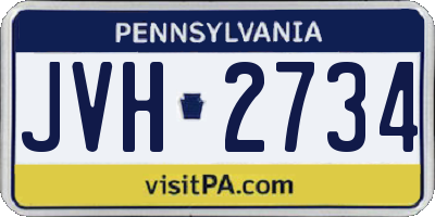 PA license plate JVH2734