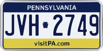 PA license plate JVH2749